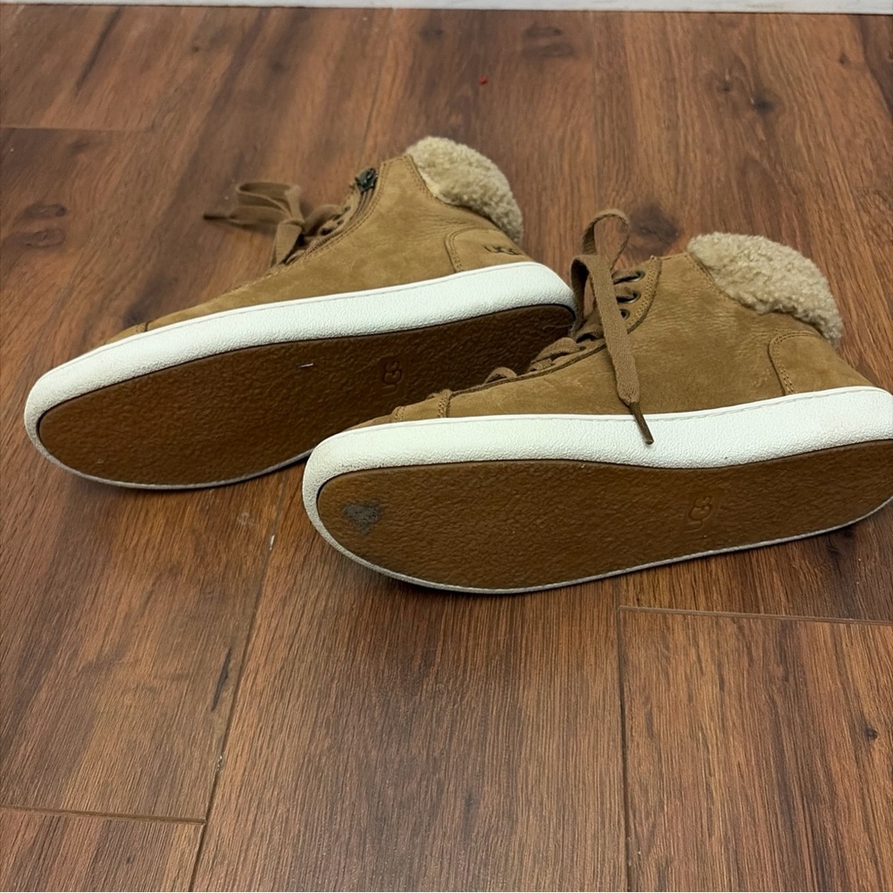 VGUC | UGG Women's Chestnut Leather High-Top Sneakers 1019716 - Picture 8 of 12